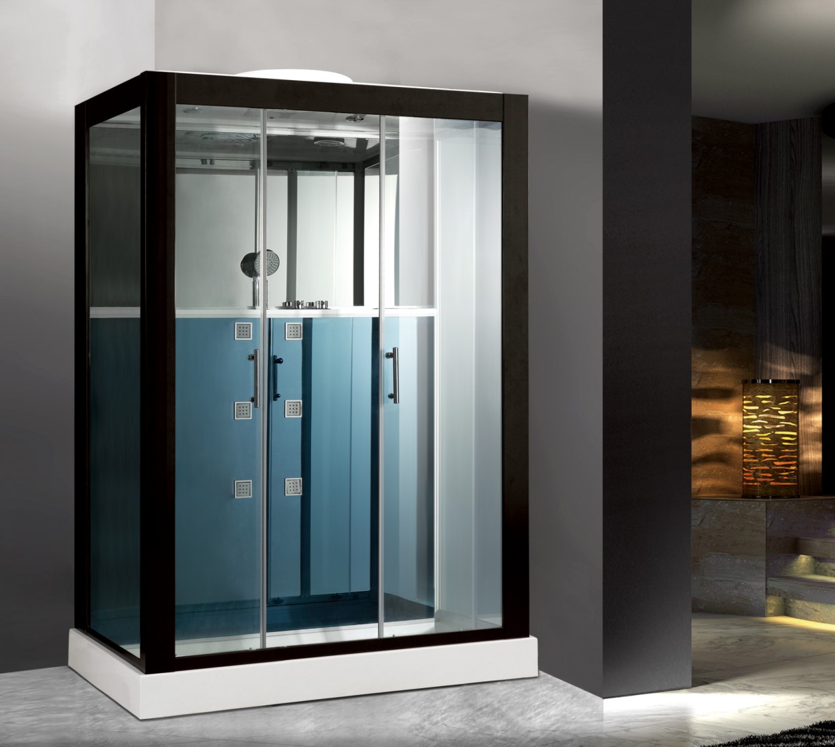 L-630-C-Black Painted Aluminum Frame 30 Inch Shower Cabin With 2 Sliding Door_副本.jpg