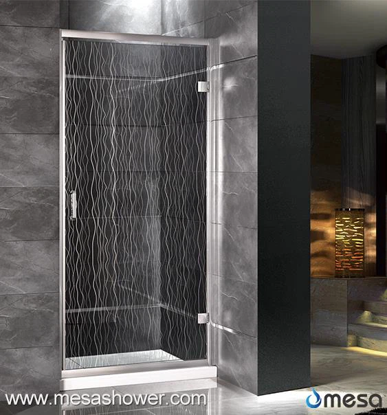 दीवार Alcove के लिए पैटर्न टेम्पर्ड ग्लास के साथ लाइन शॉवर दरवाजा में दीवार के लिए