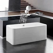 पॉलिश व्हाइट एक्रिलिक आयताकार नि: शुल्क स्थायी बाथटब